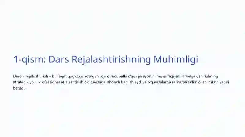 Darsni Rejalashtirish va Tashkil Etish: Samarali Ta'limning Asosi 2