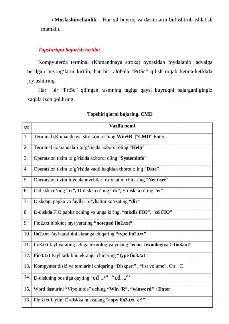 Operatsion tizimda buyruqlar qatori interpretatori 2