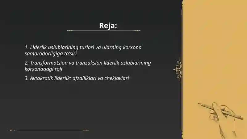 Korxonani boshqarishda liderlik stili 2