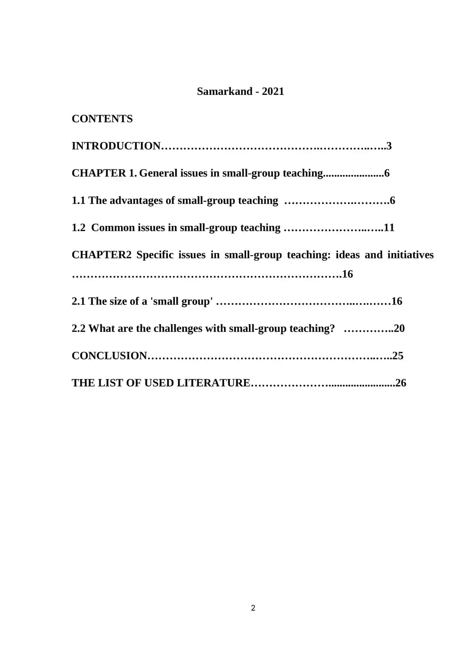 Course Work: Organization of working in small groups at English lessons 2