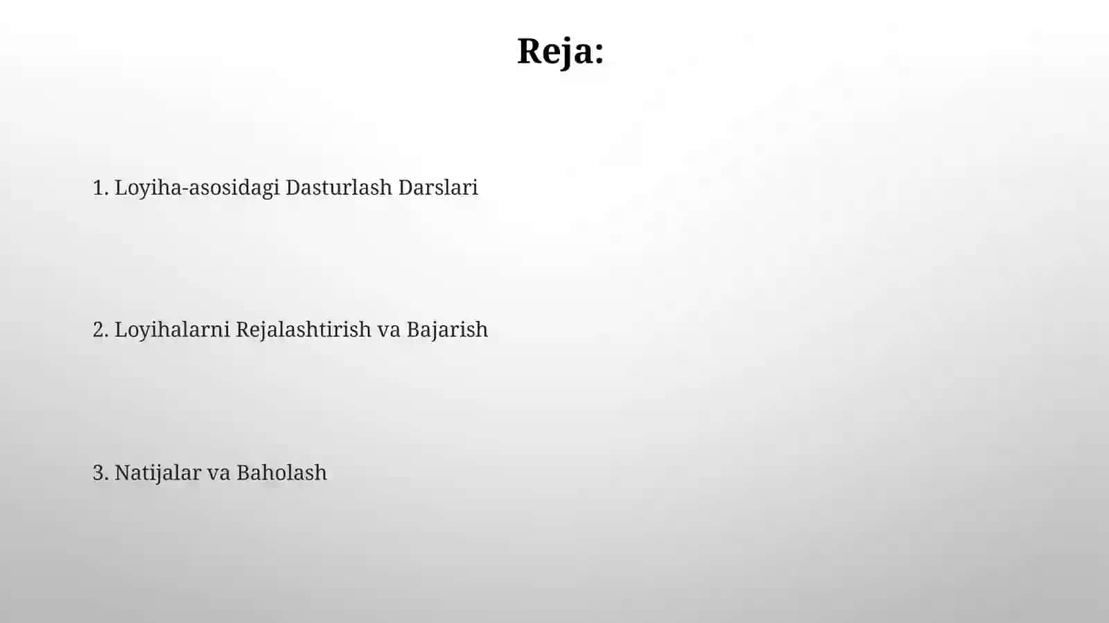 Loyiha-asosidagi Dasturlash Darslari 2