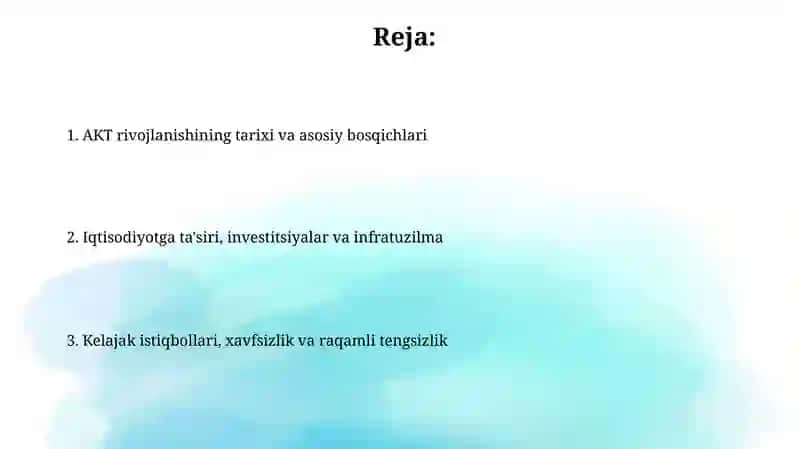 AKTning iqtisodiyotdagi o'rni va ahamiyati 2