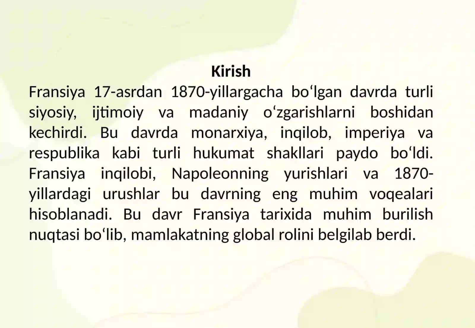 XVII-asrdan 1870-yillargacha boʻlgan Fransiya 2