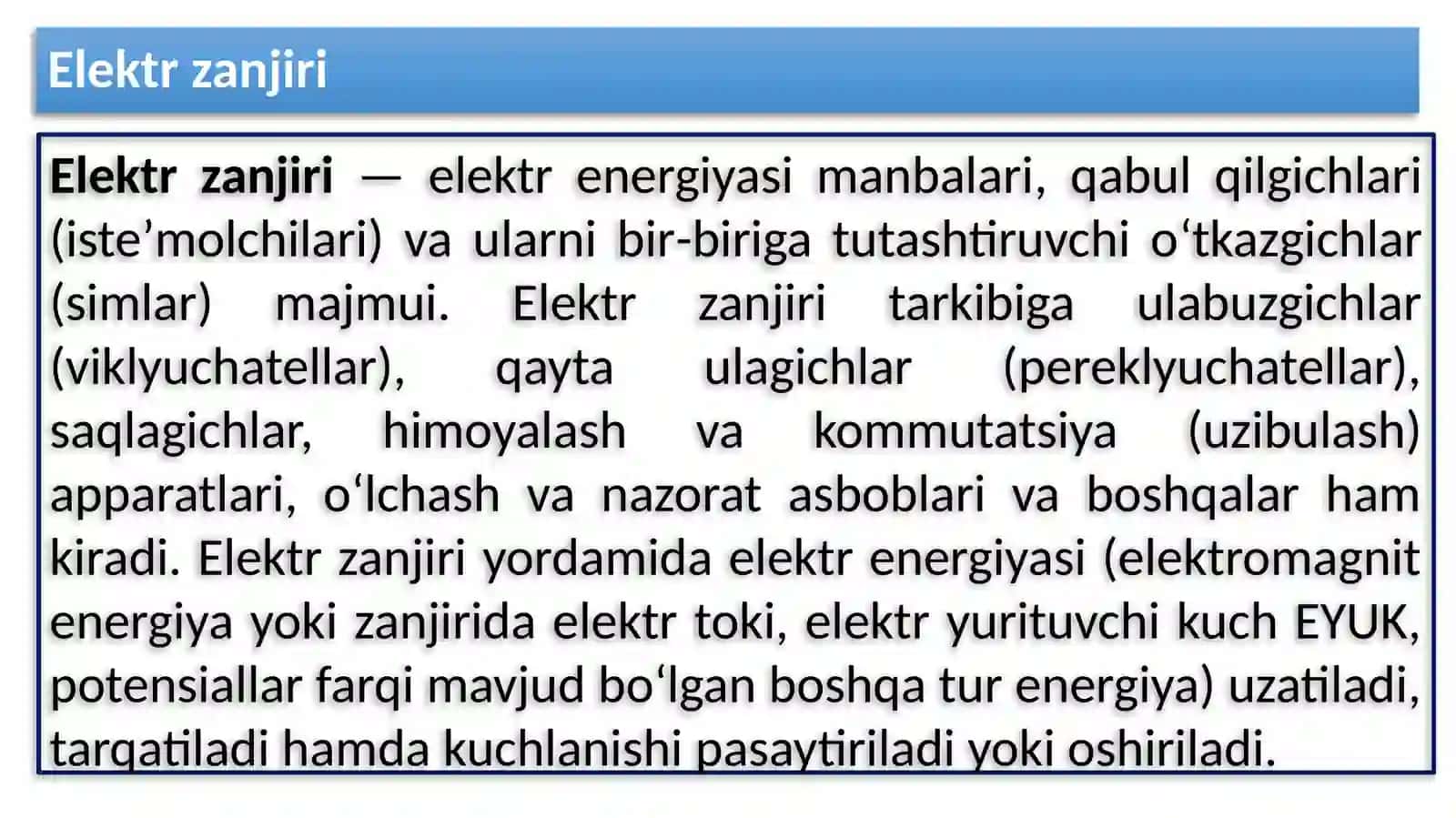 Elektrzanjirlarining asotiy tushunchalari 2