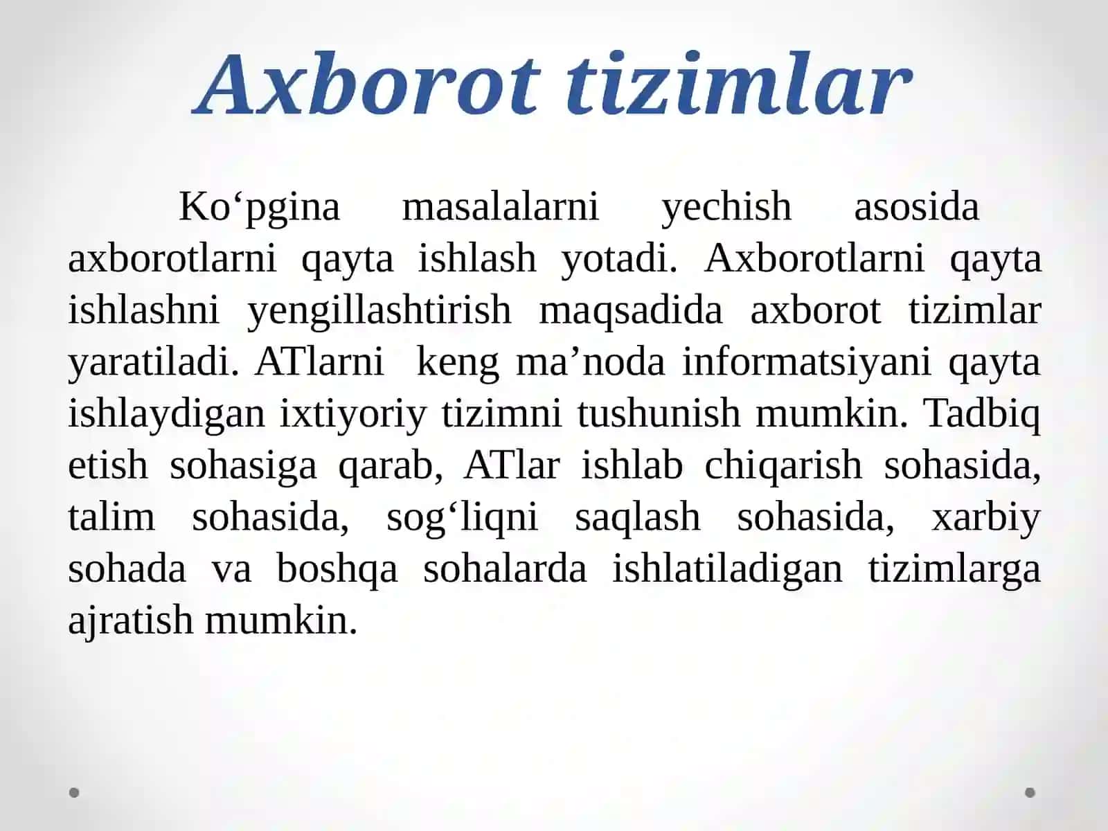 Amaliymashg’ulot.Axborottizimlarivama’lumotlarbazalari 2