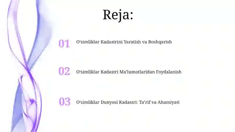 Oʻsimliklar Kadastrini Yaratish va Boshqarish 2