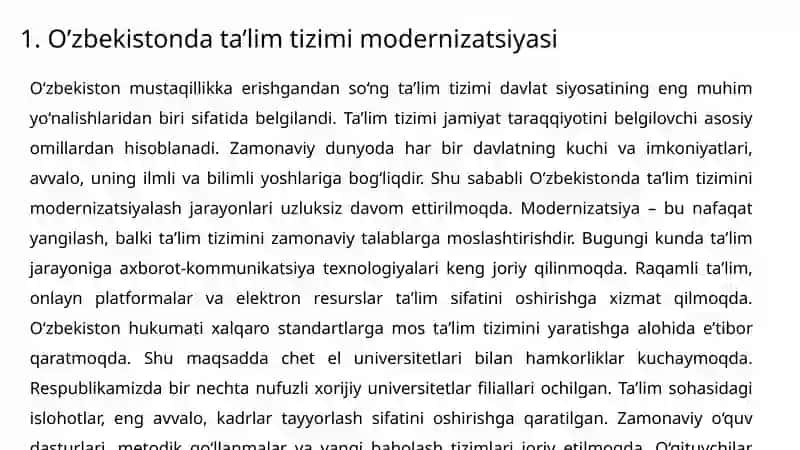 O’zbekistonda Ta’lim Tizimini Modernizatsiyalash Jarayonlari va Uning Huquqiy-Me’yoriy Asoslari 2