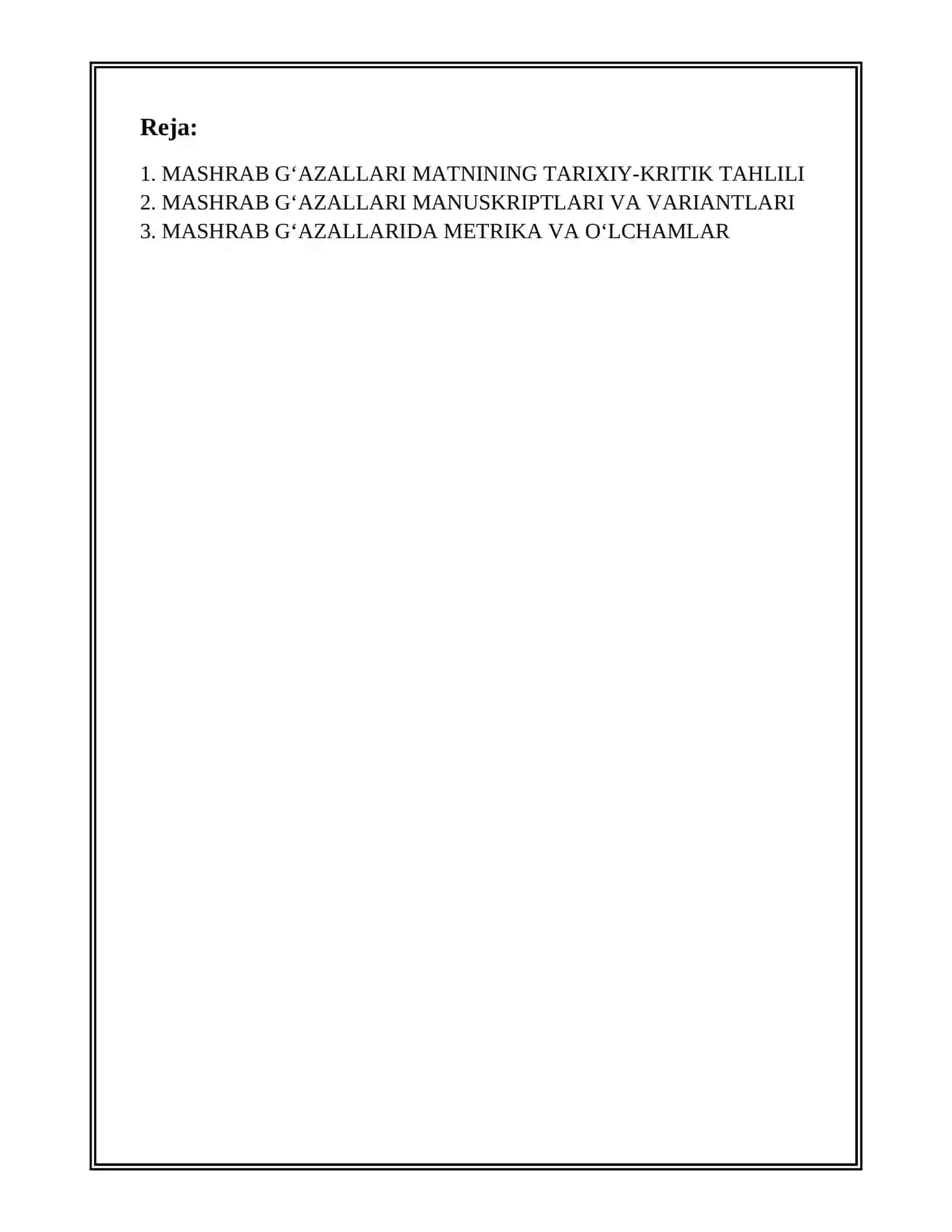 MASHRAB GʻAZALLARI MATNI USTIDA ISHLASH 2