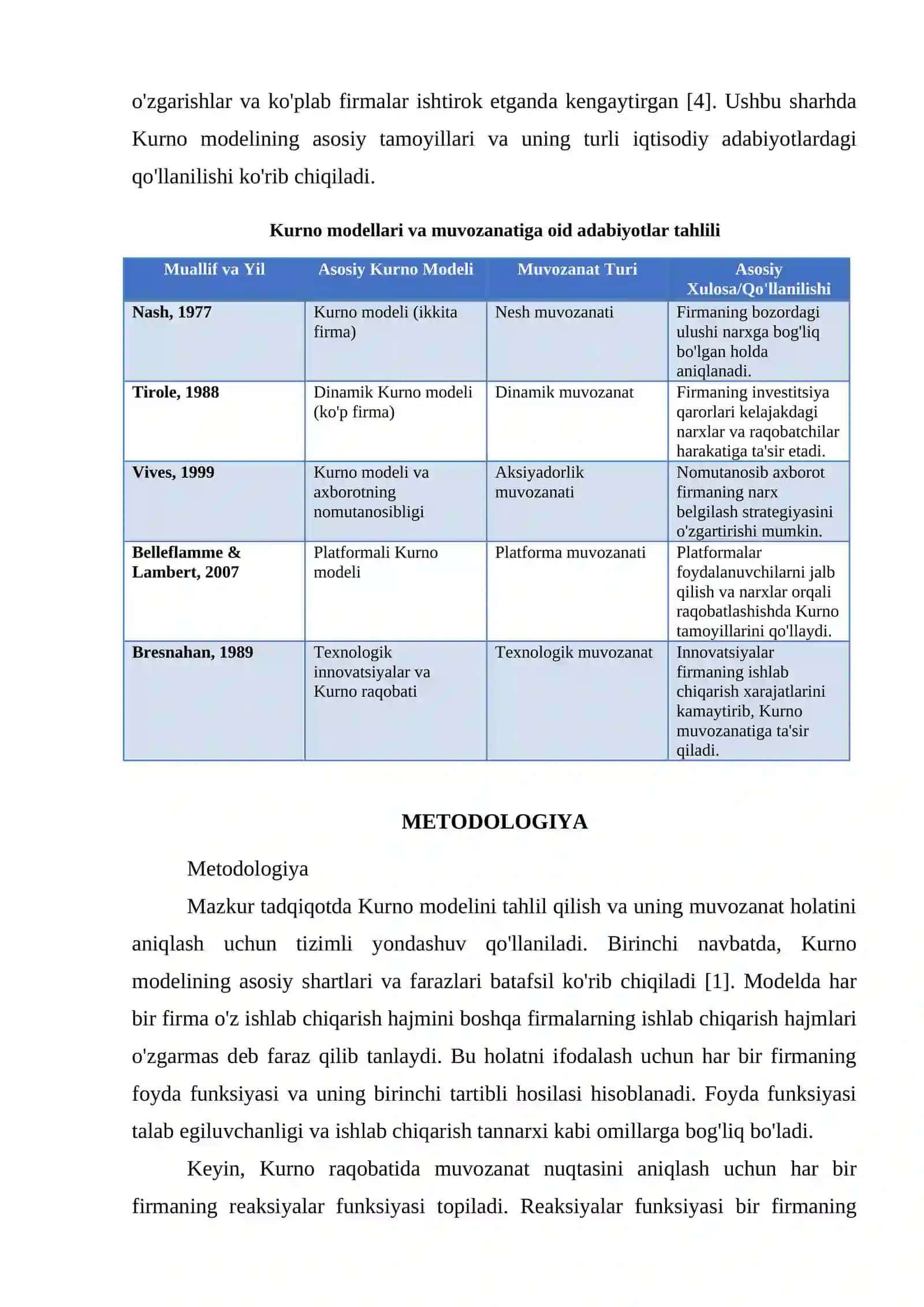 KURNO MODELI VA MUVOZANATI 2