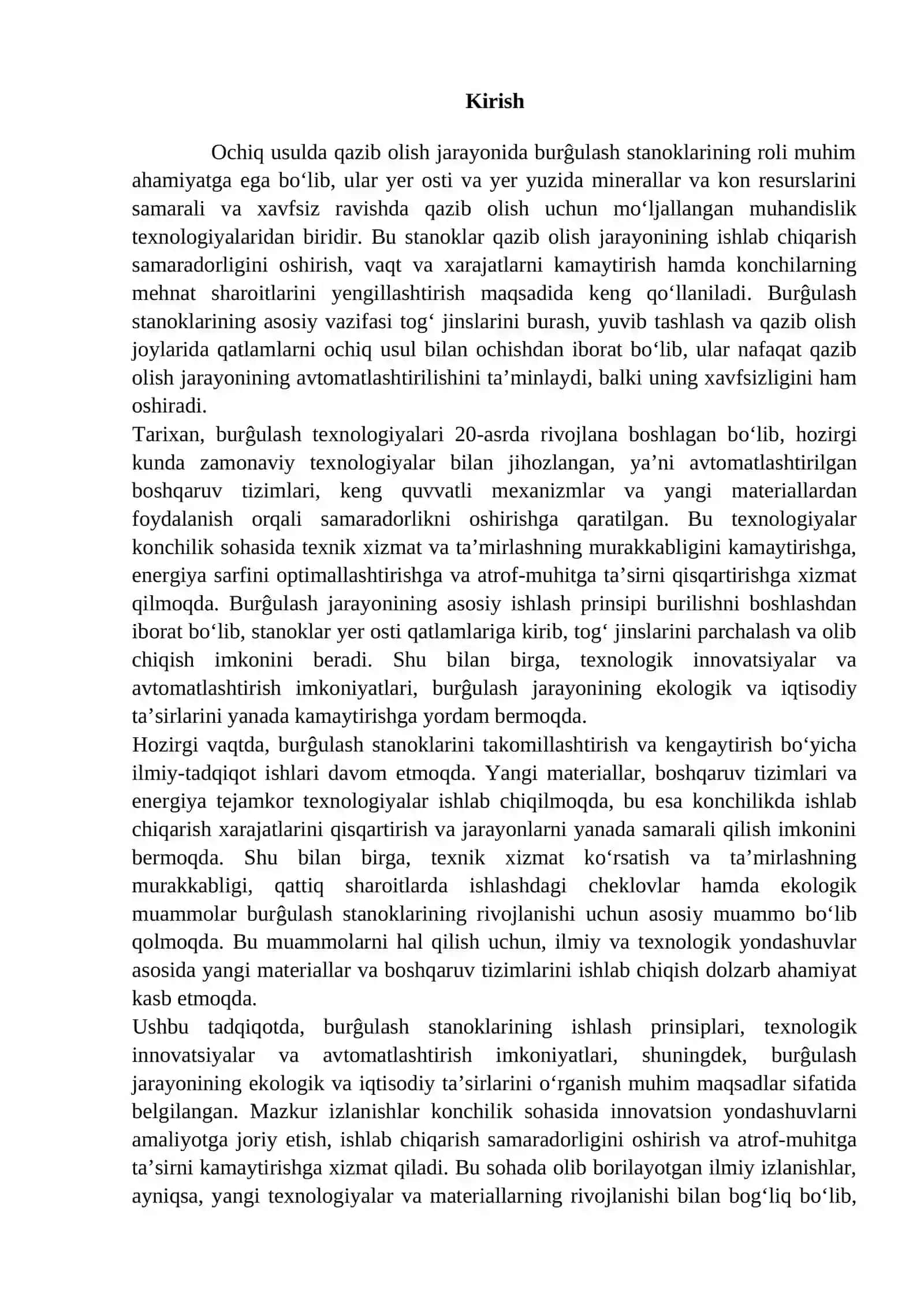 Ochiq usulda qazib olishda qo`llaniladigan burg`ulash stanoklari 2