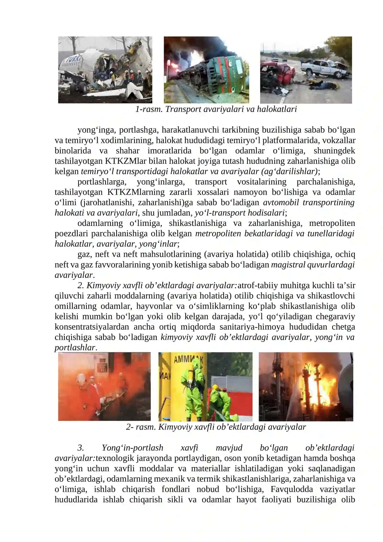 Favqulodda vaziyatlar, ularning turlari va xususiyatlari 2