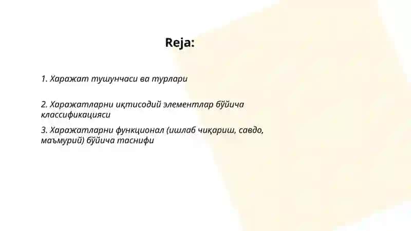 Харажатларни туркумлаш ва хисобга олиш 2