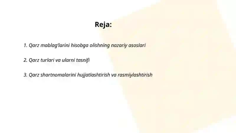 Qarz mablagʻlarini hisobga olish va tahlil qilish 2