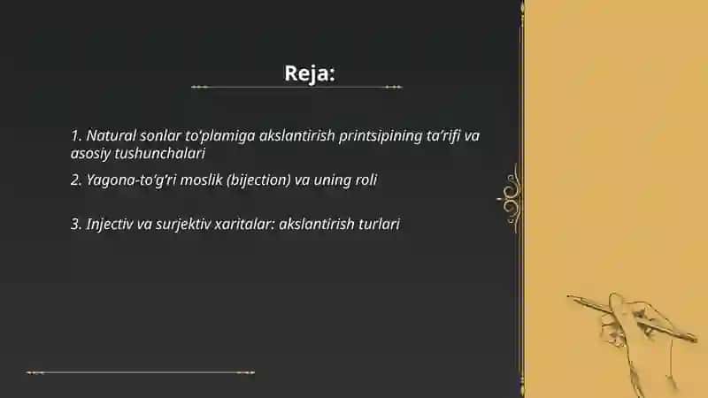 Natural sonlar toʻplamiga akslantirish printsipi 2