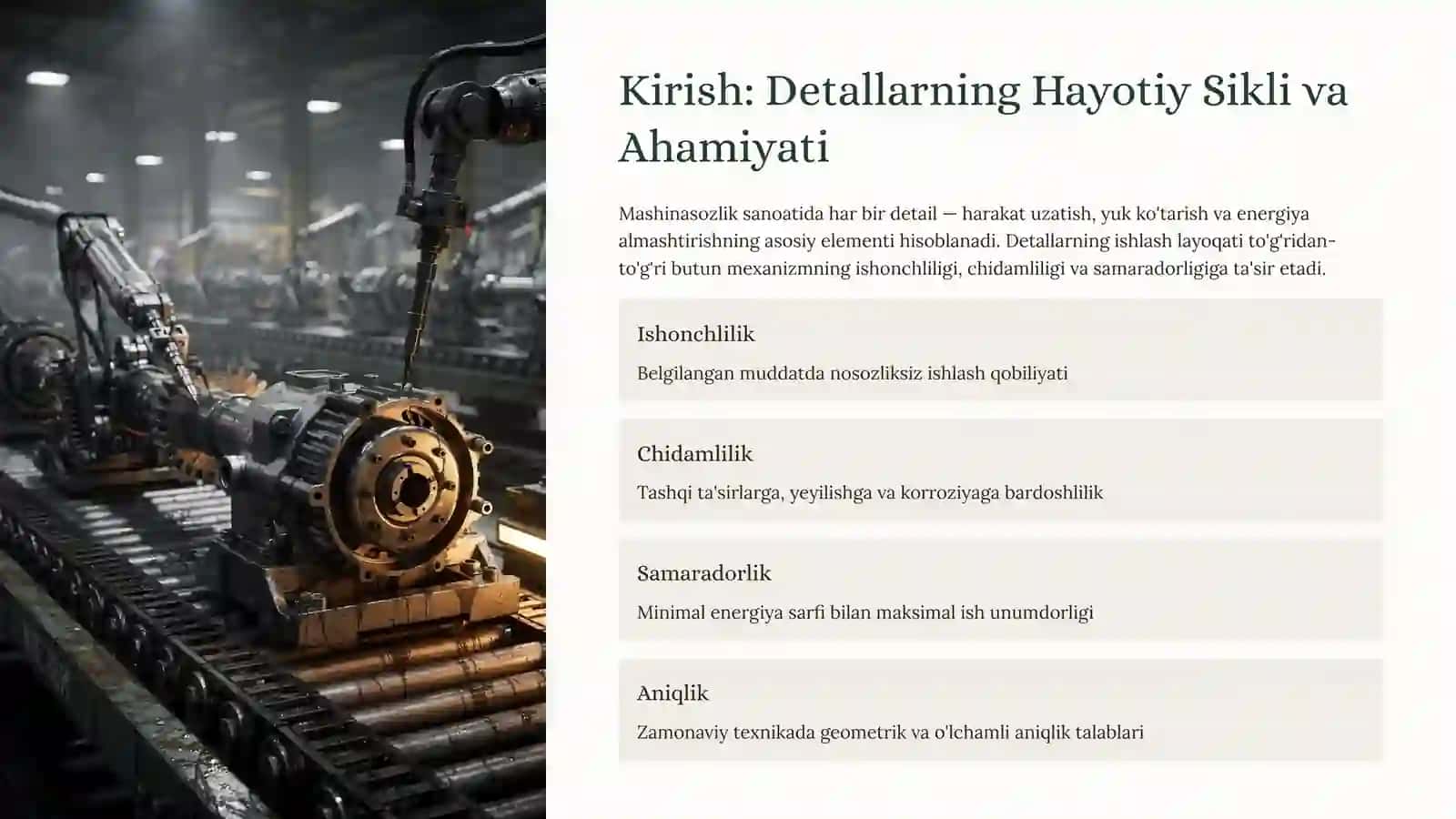 Mashina Detallarining Ishlash Layoqati: OmillarvaTa'minlash 2