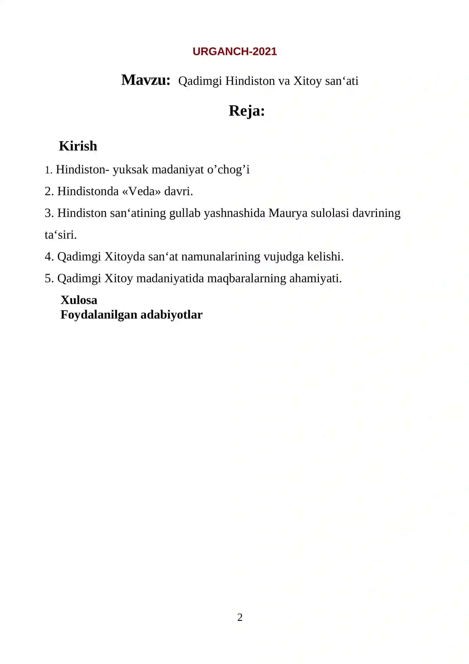 Qadimgi Hindiston va Xitoy san‘ati 2