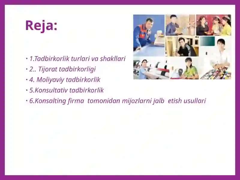 Tadbirkorlik turlari va shakllari 2