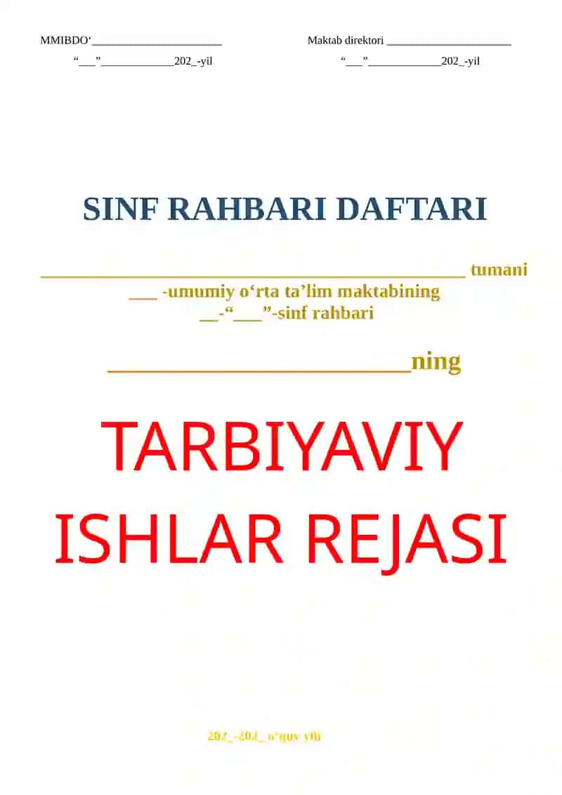 Sinf rahbari daftari 2