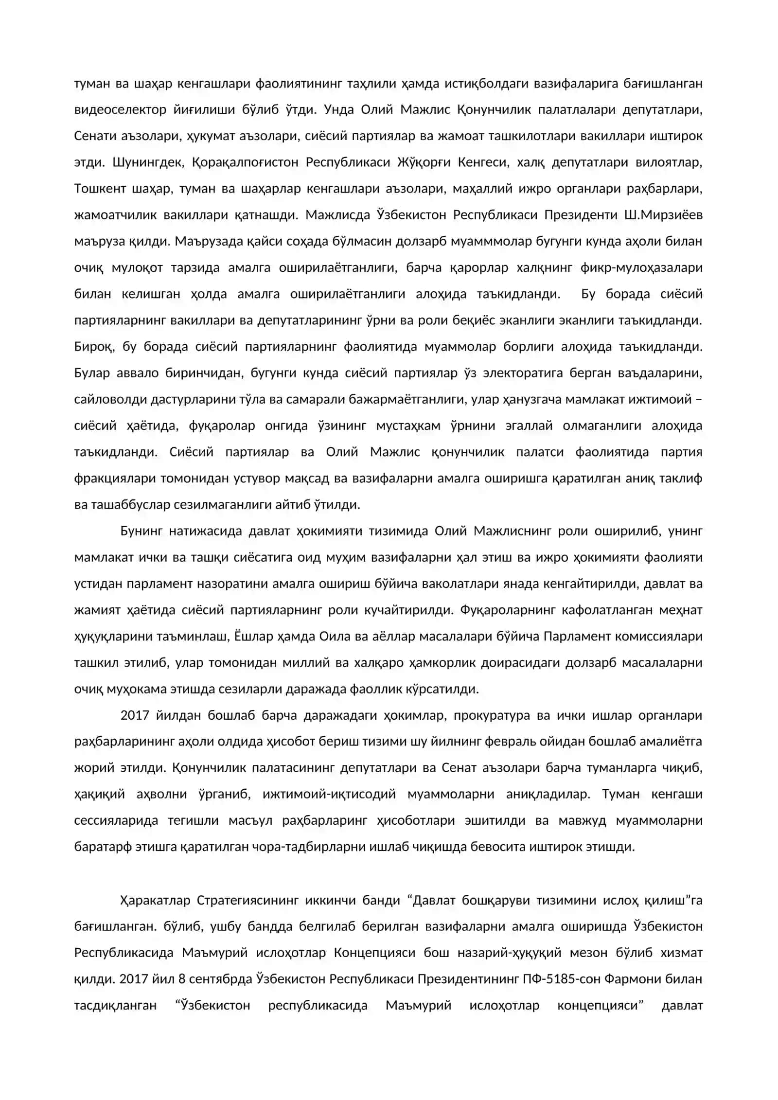 2017-2021 йилларда Ўзбекистон Республикасини ривожлантиришнинг бешта устувор йўналишлари бўйича Ҳаракатлар стратегияси 2