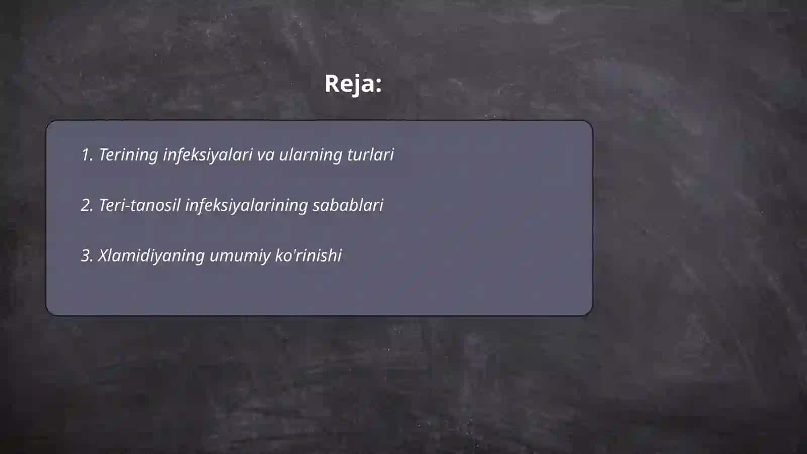 Teri-tanosil infeksiyalari xlamidiya va ogʻiz boʻshligʻidagi oʻzgarishlar 2