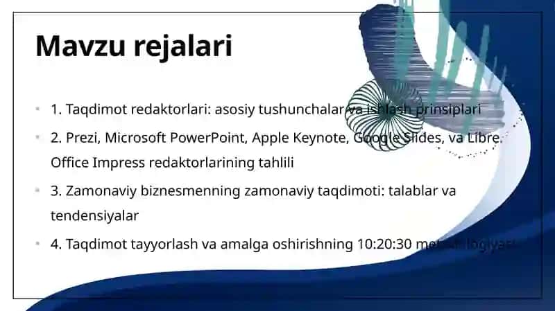 Taqdimotlarni ishlab chiqishning instrumental vositalari 2