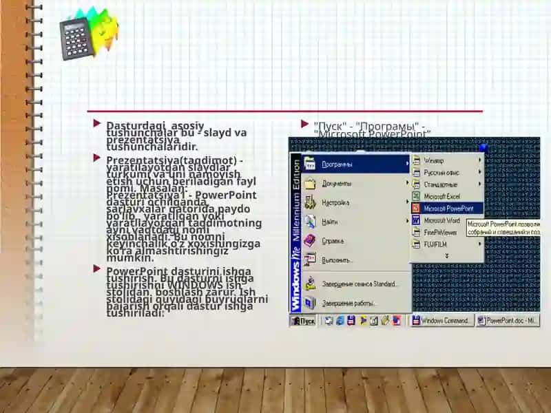 “MS POWERPOINT DASTURIDA ISHLASH” MAVZUSINI O’QITISHDA LOYIHA TEXNOLOGIYASIDAN FOYDALANISH 2