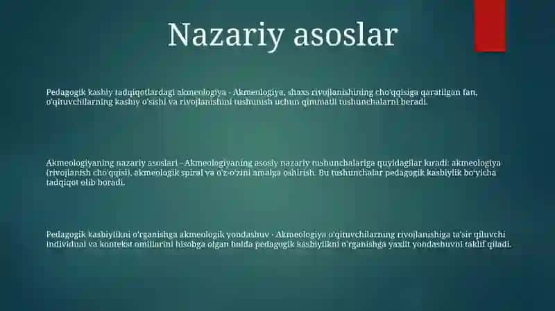 Pedagogik Professionalizmni OʻRganishga Akmeologik Yondashuv 2