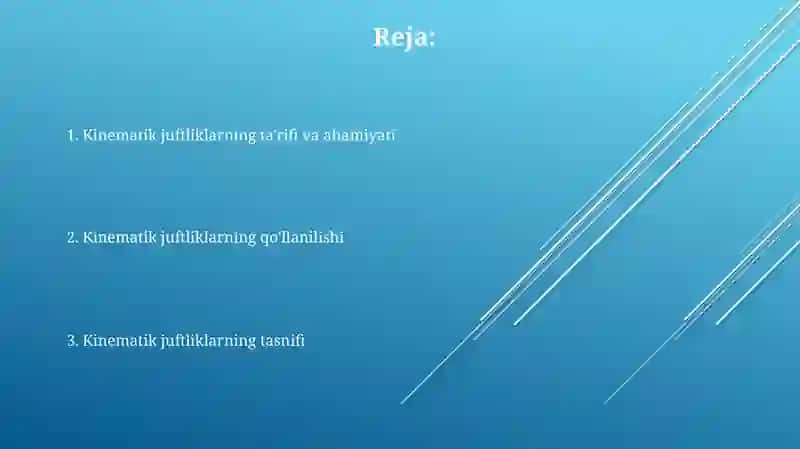 Kinematik juftlar va ularning klassifikatsiyasi 2
