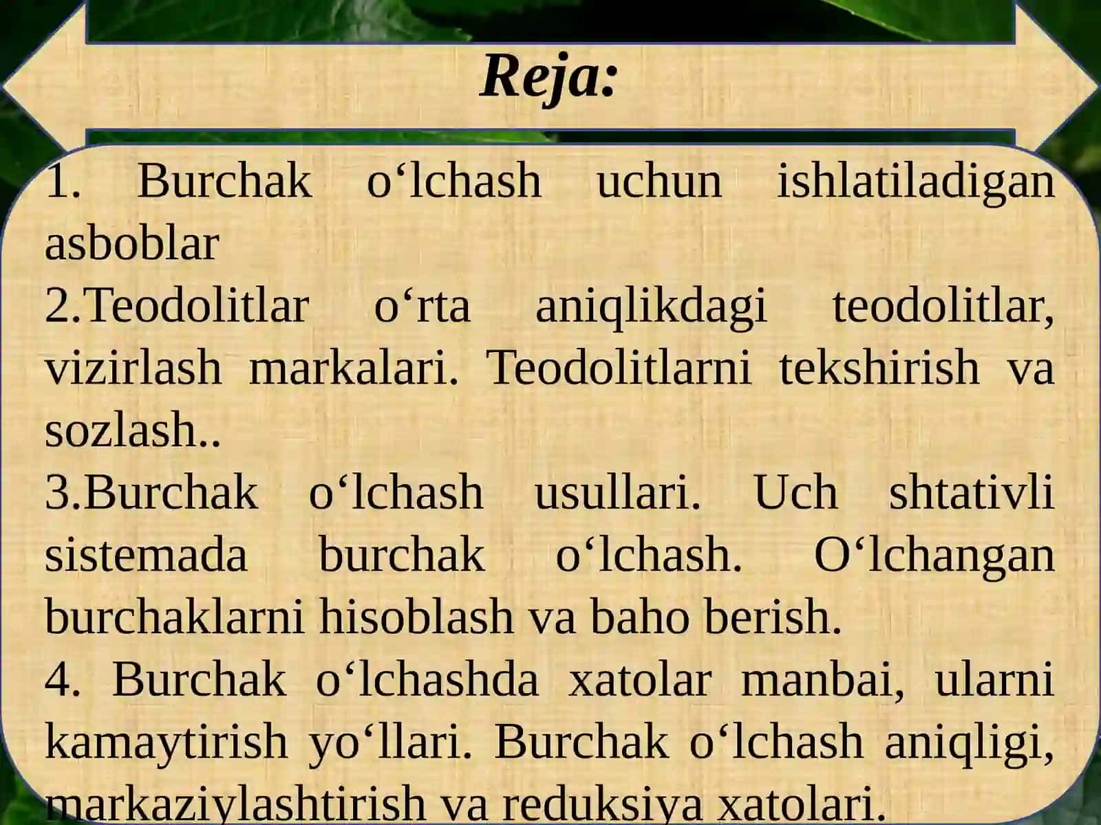 Ma’ruza: Poligonometriyada burchak o‘lchash 2