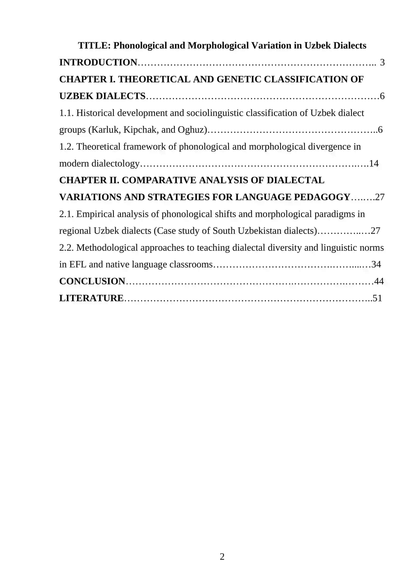 Phonological and Morphological Variation in Uzbek Dialects 2