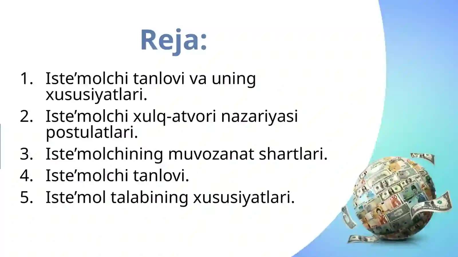 Iste’molchi tanlovi va uning xususiyatlari. 2