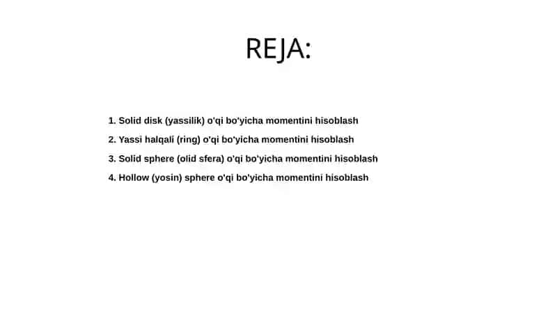 Jismlarning momentini hisoblash formulalari 2