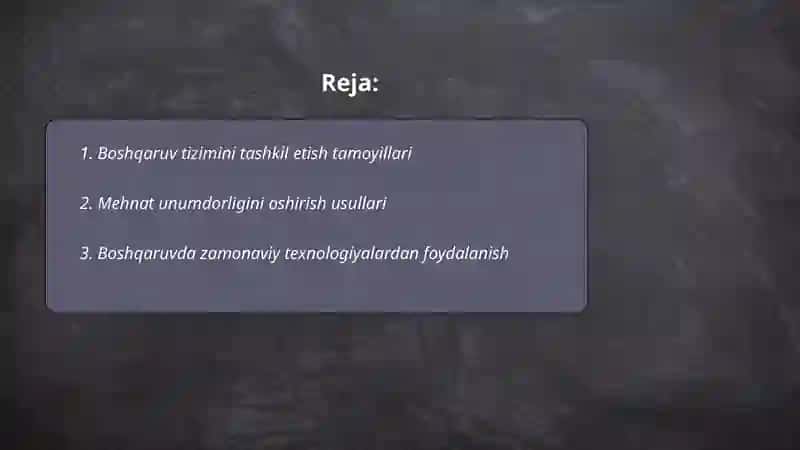 Boshqaruv mehnatini tashkil qilish 2