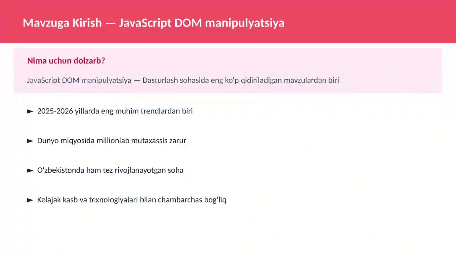 JavaScript DOM manipulyatsiya 2