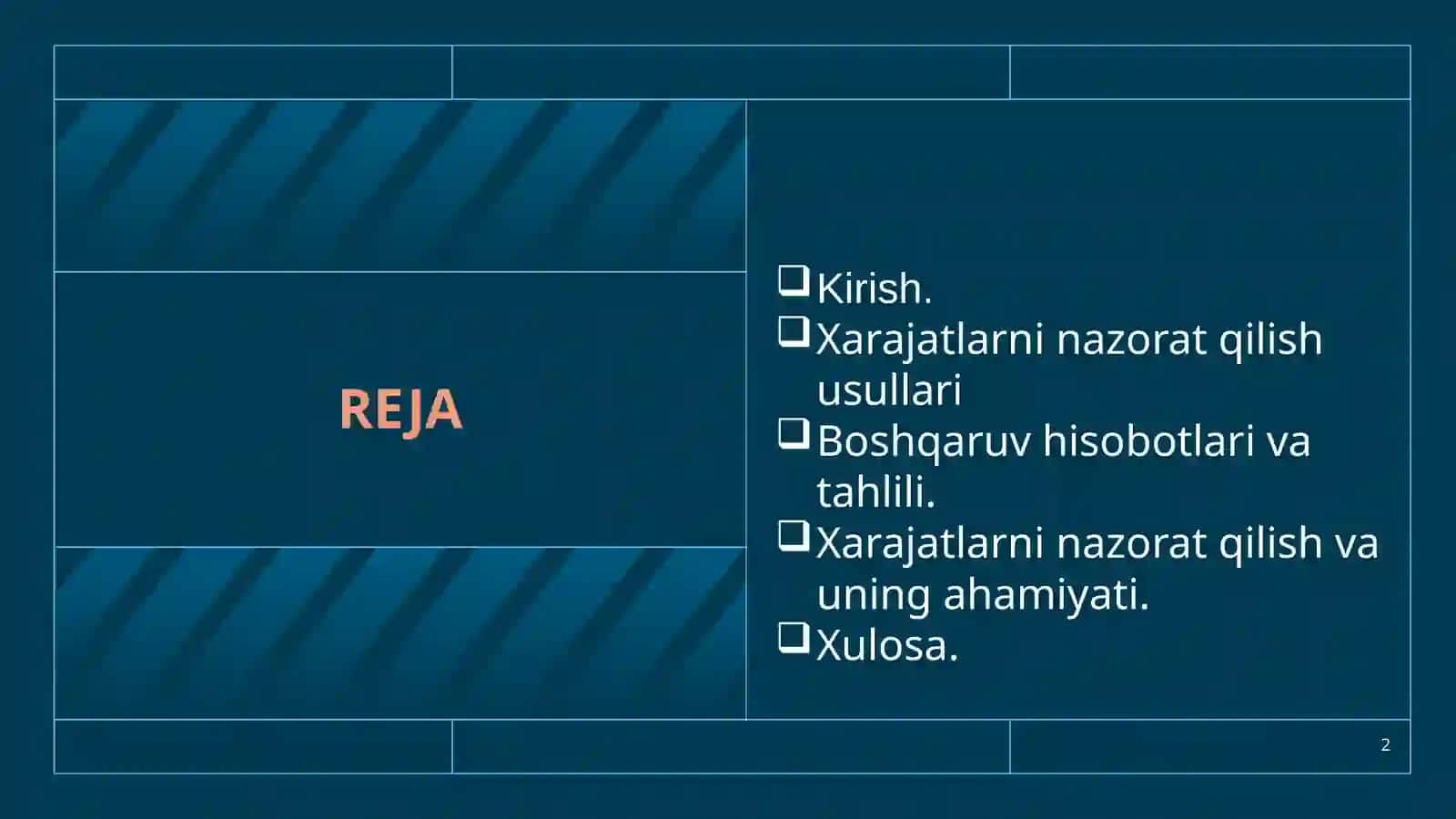 Xarajatlar Nazorati va Boshqaruvi 2
