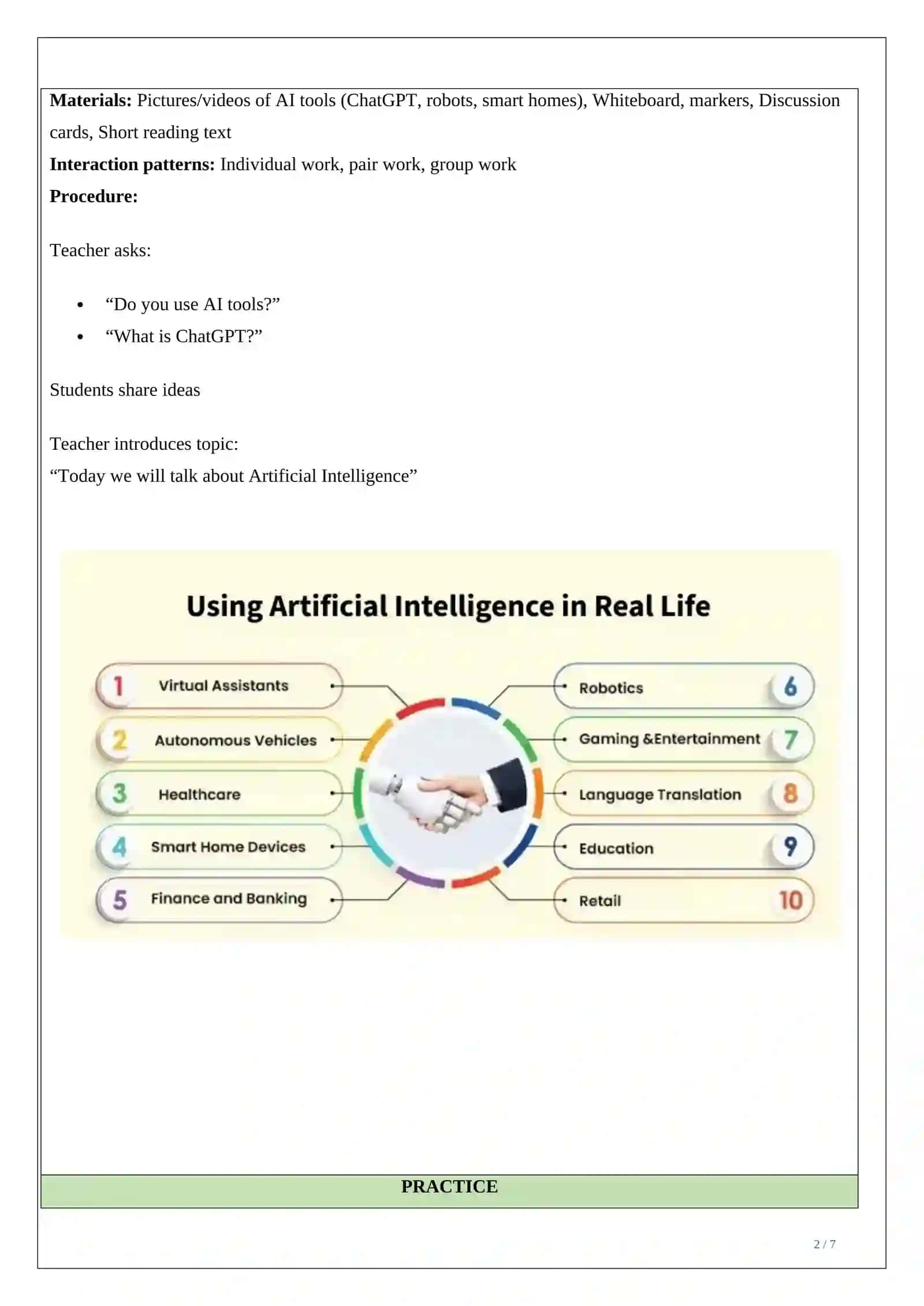 Lesson plan ESP AI & Texnologiya 2