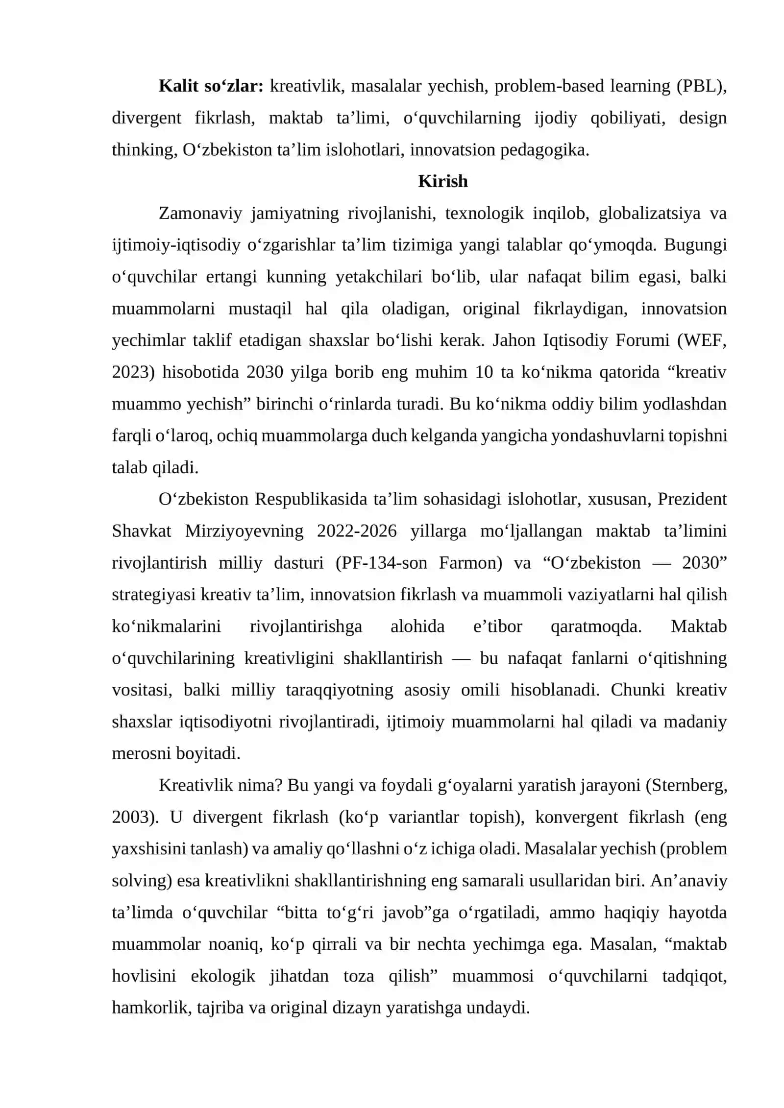 Maktab o‘quvchilarining kreativligini masalalar yechish orqali shakllantirish 2