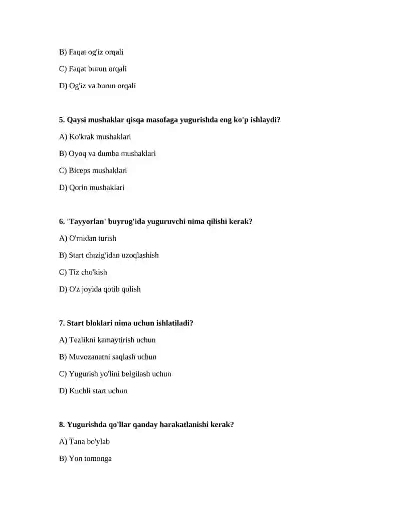 Qisqa masofaga yugirish texnikasini va start qoidalarini orgatish 2