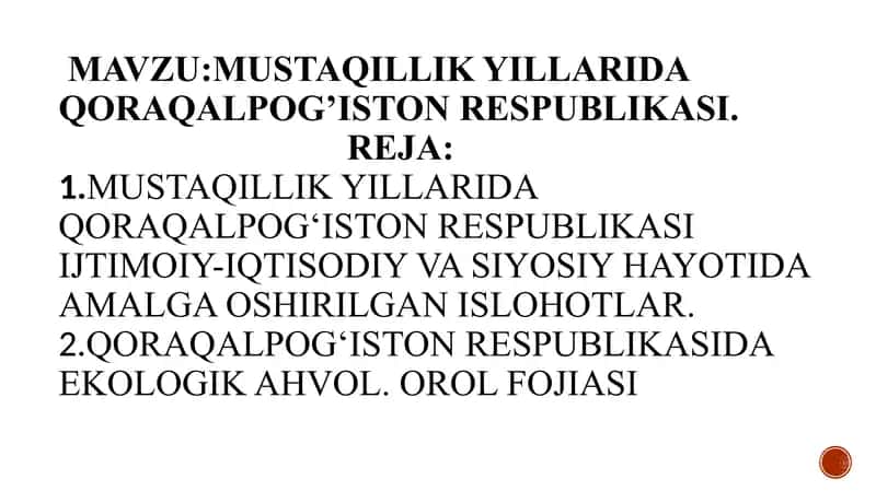 Mustaqillik yillarida Qoraqalpog’iston Respublikasi 2