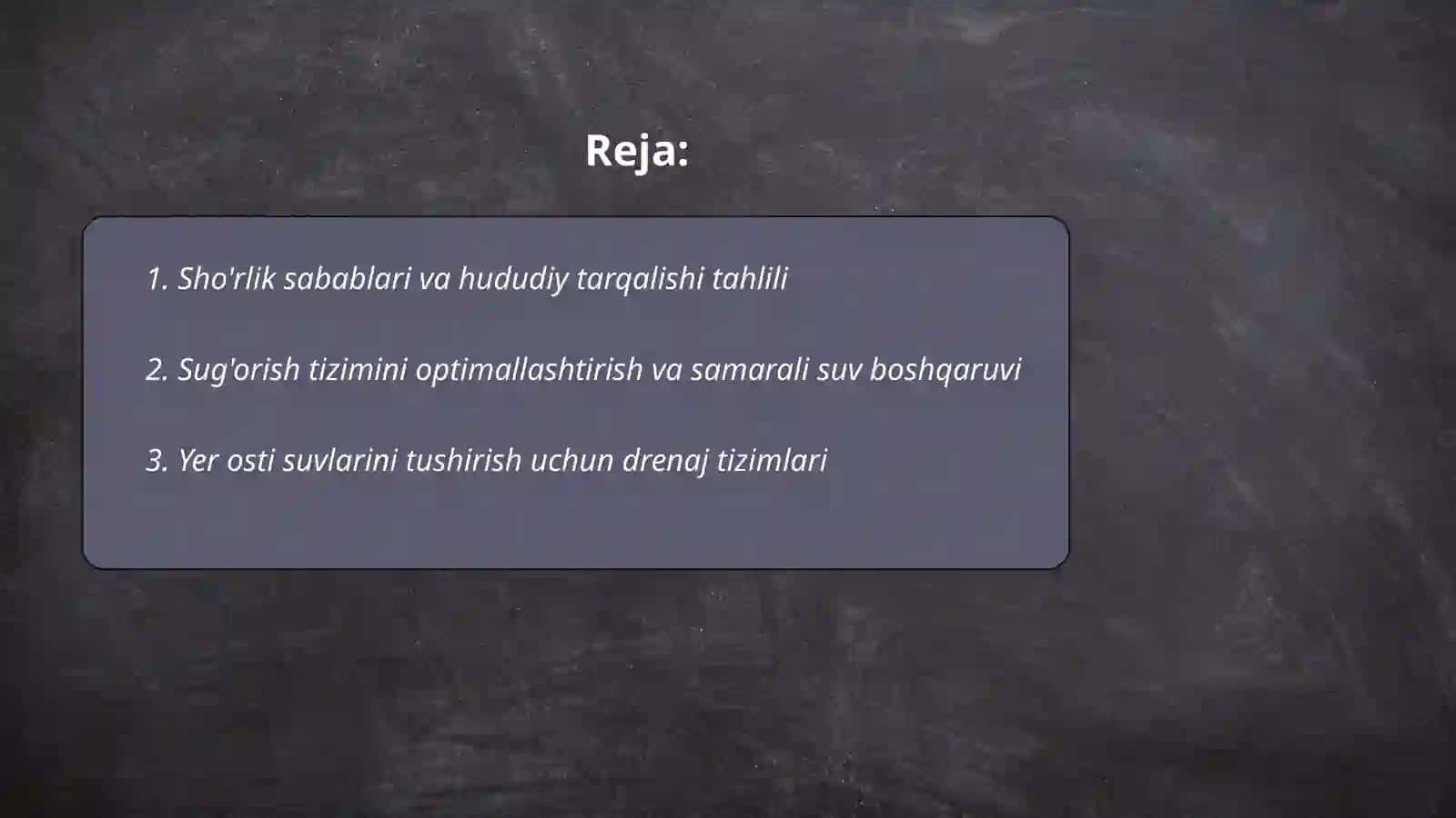 Sho'rlikni oldini olish 2