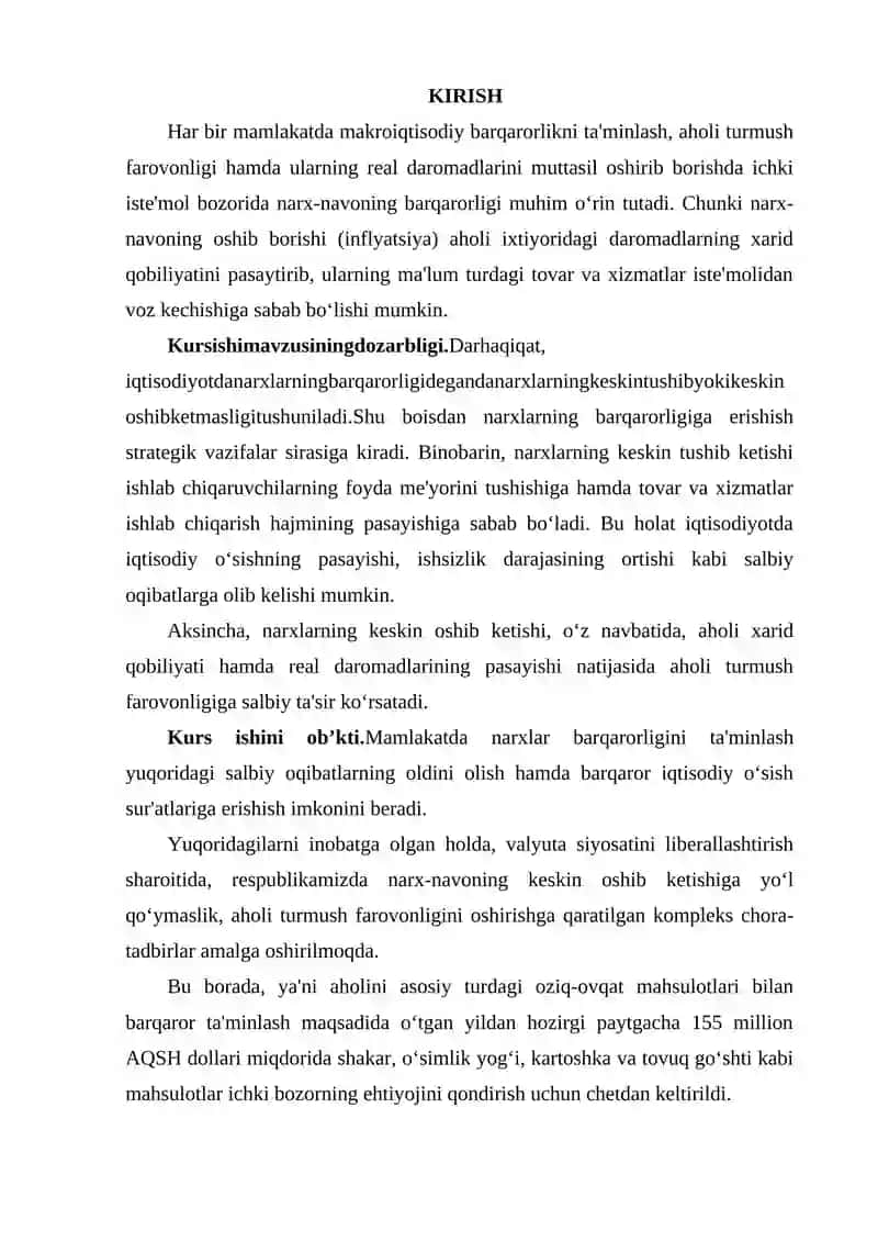 DAVLAT TOMONIDAN MINIMAL VA MAKSIMAL NARXLARNING O'RNATILISHI 2