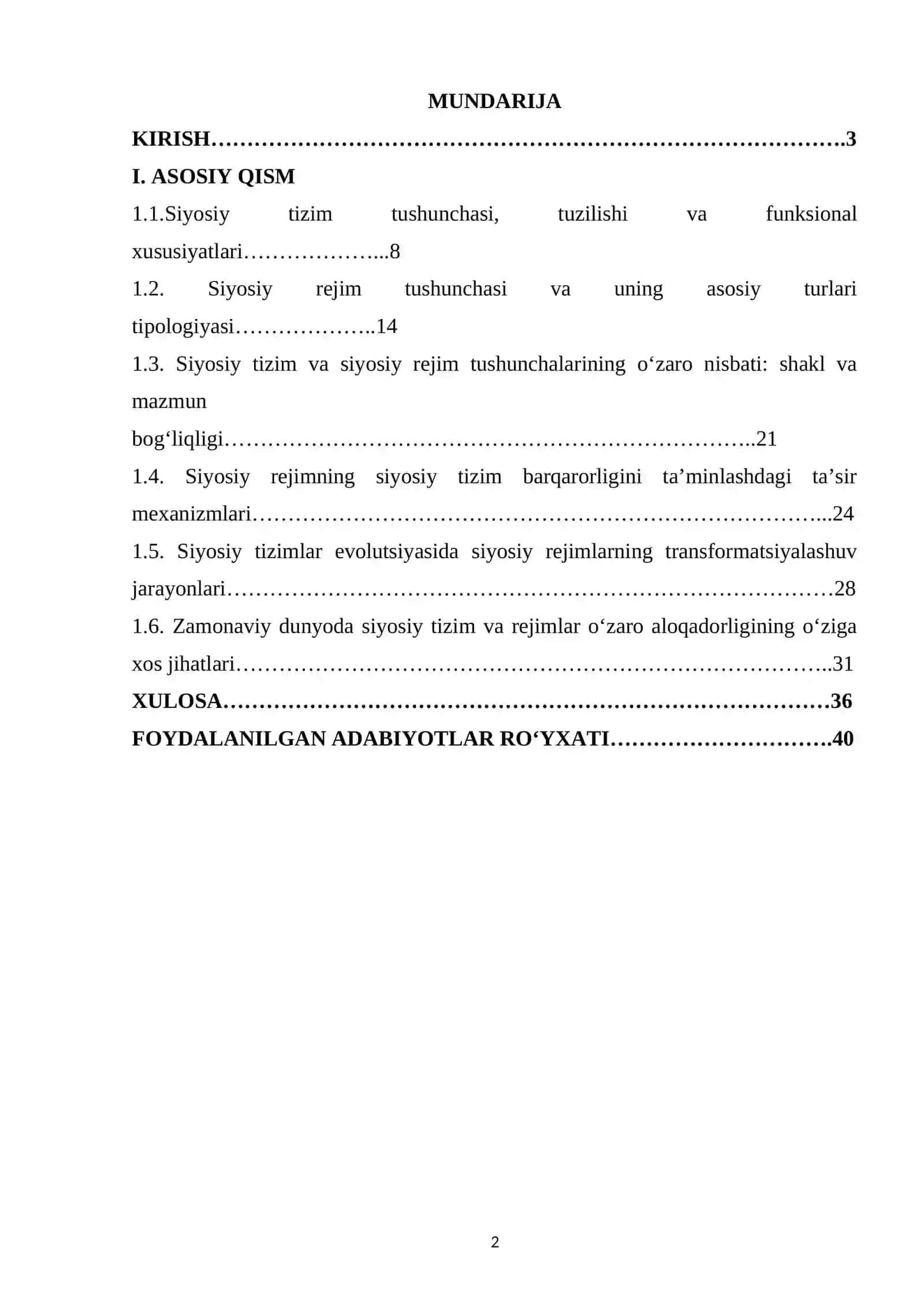 SIYOSIY TIZIM VA SIYOSIY REJIMNING O‘ZARO BOG‘LIQLIGI 2
