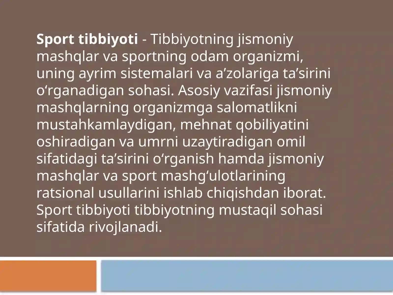 Sport tibbiyoti faniga kirish,fanning maqsad va vazifalari 2