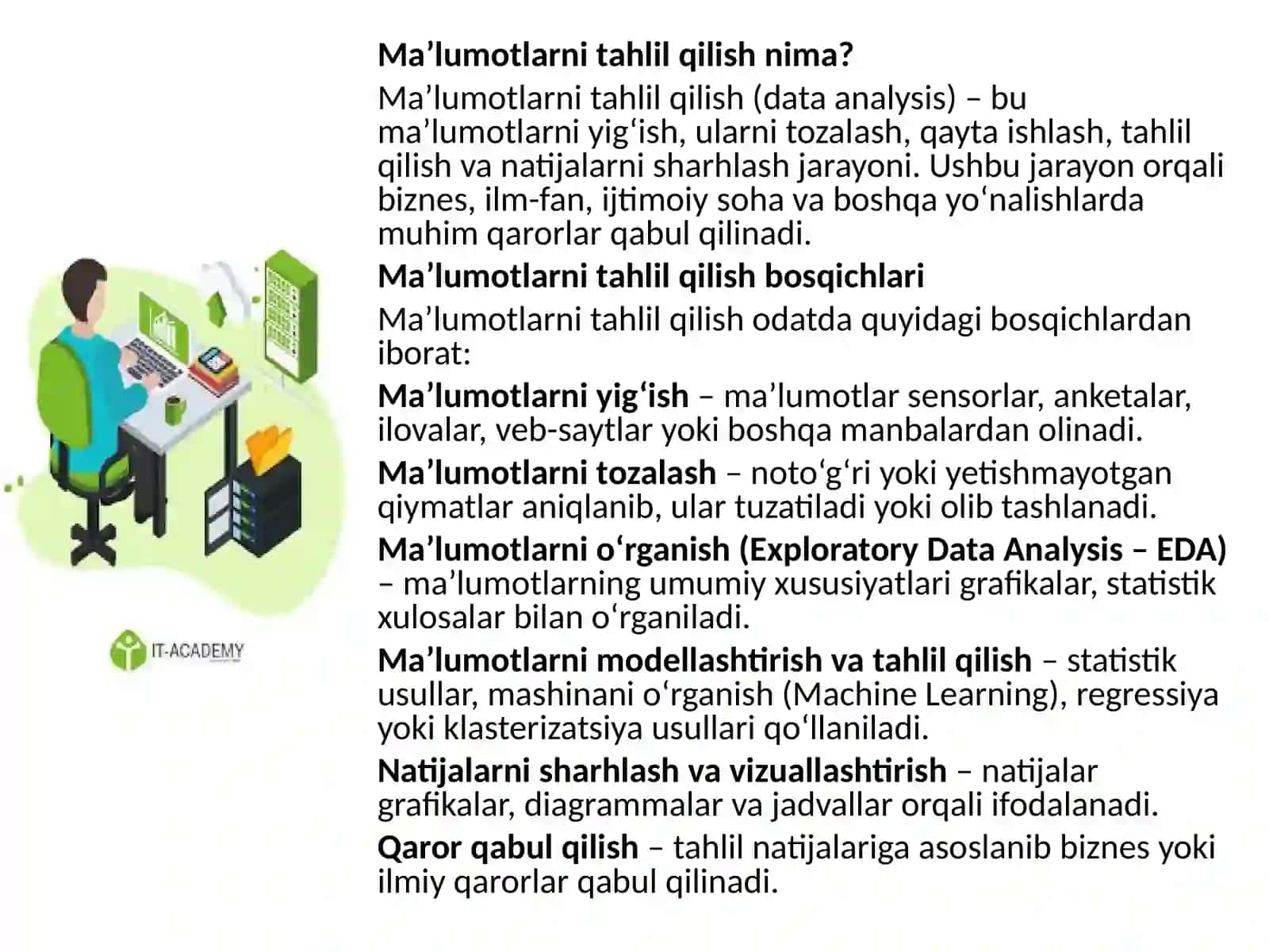 Ma’lumotlarni tahlil qilish asoslari 2