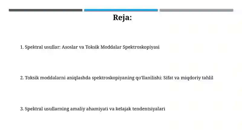 Spektral usullar: Asoslar va Toksik Moddalar Spektroskopiyasi 2
