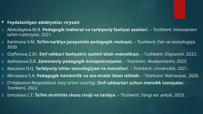 Tarbiyaviy ishlarni amalga oshirishda sinf rahbarining pedagogik mahorati.pptx 2