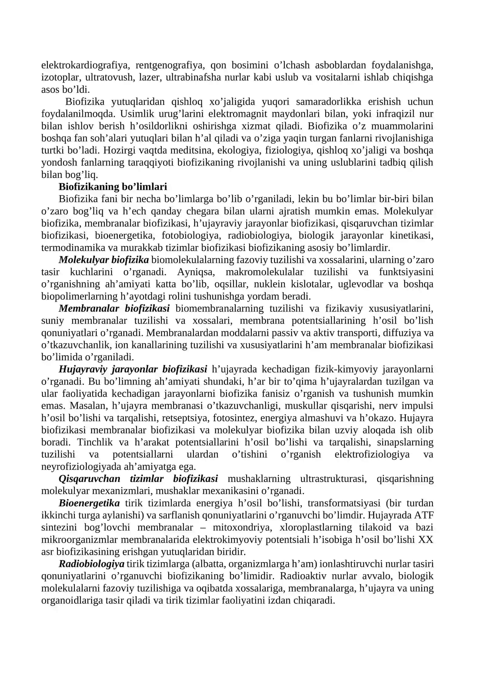 Biofizika fani, uning predmeti. Biofizika fanining  metodologiyasi. Biomexanika 2