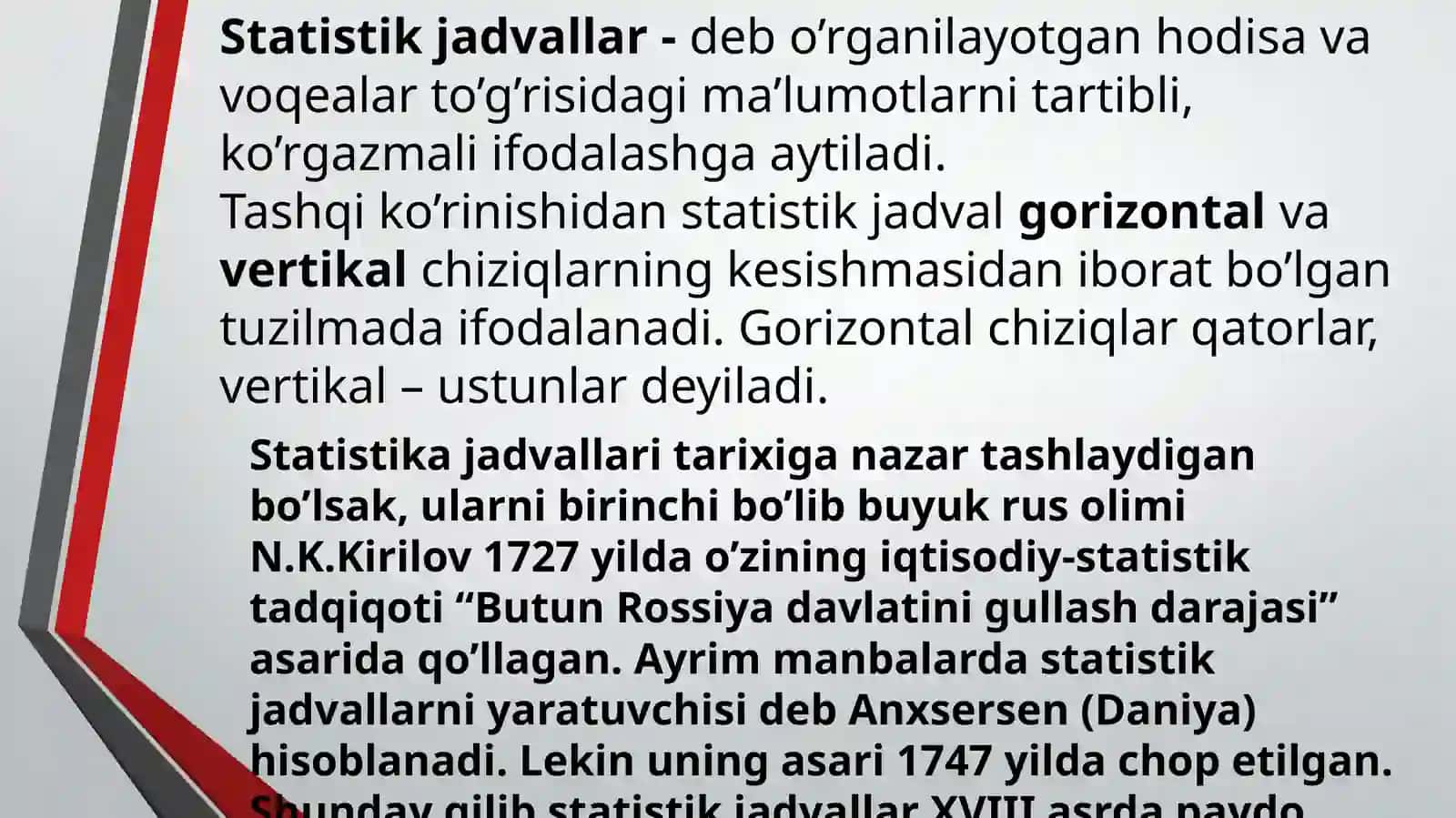 Statistik maʼlumotlarni jadval va grafiklarda tasvirlash 2