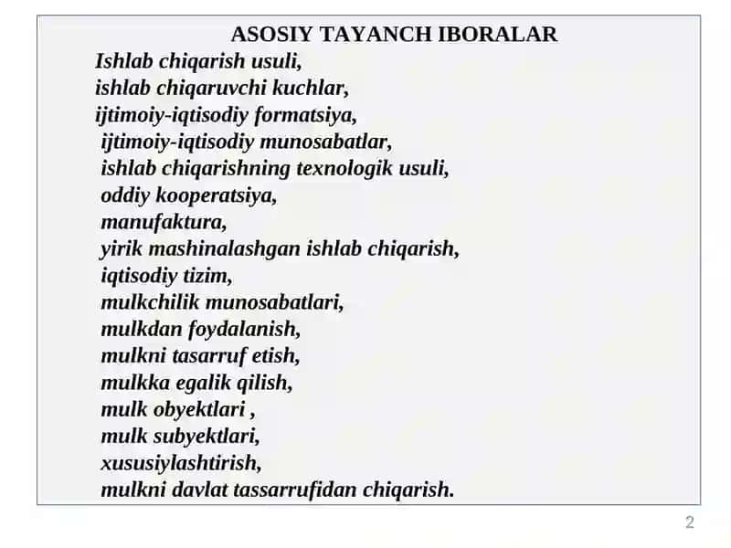 IJTIMOIY-IQTISODIY TIZIMLAR VA MULKCHILIK MUNOSABATLARI 2