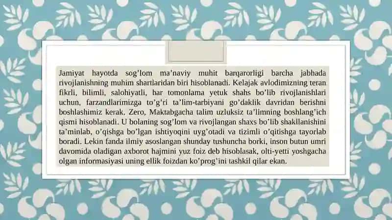 Maktabgacha yoshdagi bolalar kamolotida yangicha yondashuv 2